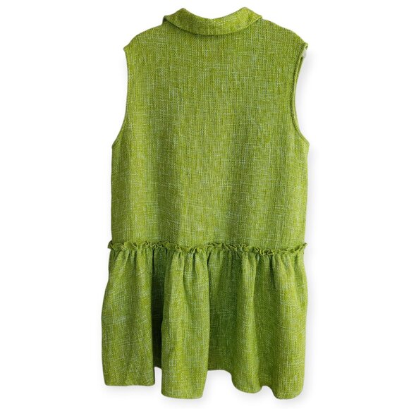 Zara Oversized Sleeveless Tweed Lime Collared Textured Minidress Size M - Picture 6 of 14